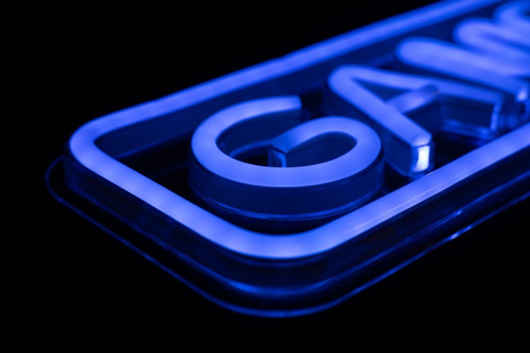 Dritë neoni LED Preyon LED Game On, e kaltër