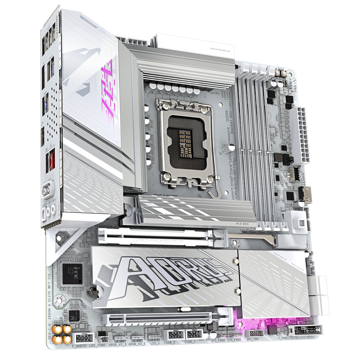 Pllakë amë GIGABYTE Z890M AORUS ELITE WIFI7 ICE, LGA 1851, DDR5 8800MHz, e bardhë