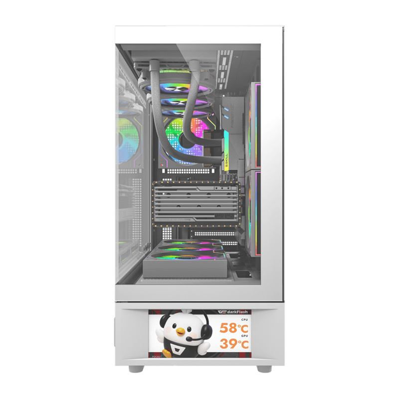 Kuti kompjuteri DarkFlash DS950V, midi tower, ekran IPS 6", e bardhë