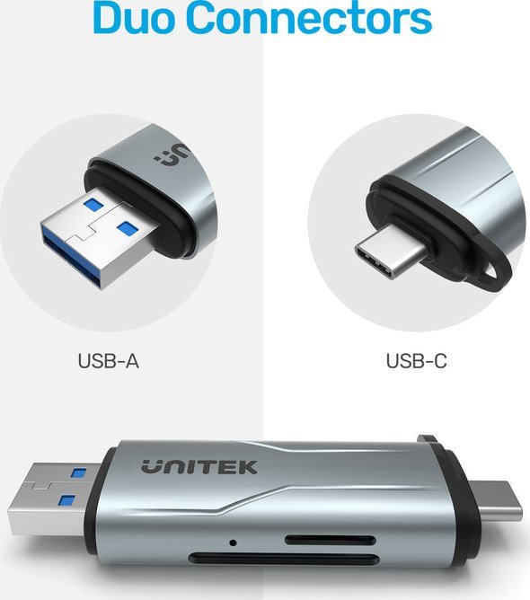 Lexues kartash Unitek R1010A, USB A dhe USB C, 5 Gbps, gri