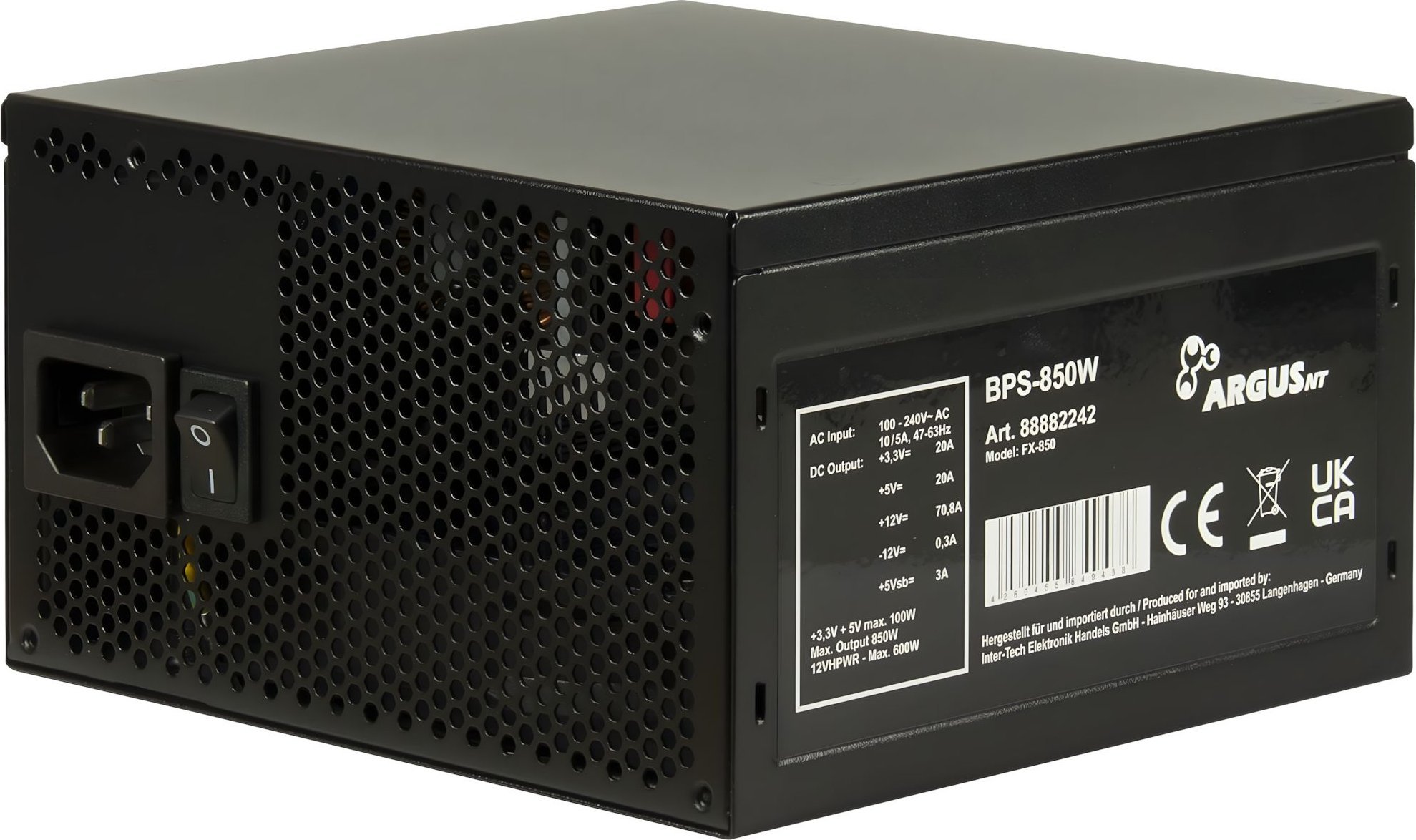 Furnizim me rrymë Inter-Tech ArgusNT BPS-850, 850W, 80 Plus Bronze, ATX 3.0