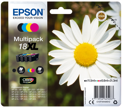 Ngjyrë për printer Epson Claria Home, 4 ngjyra, 920 faqe, 18 XL