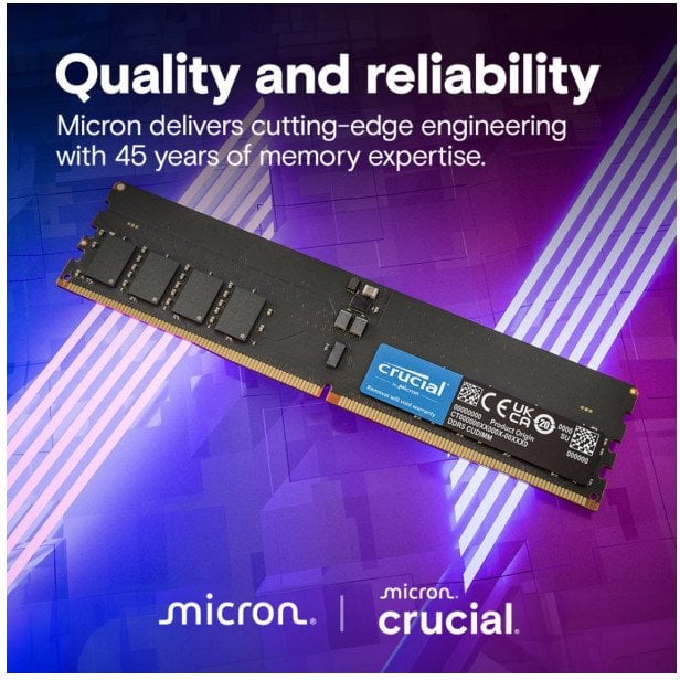 Memorie RAM Crucial DDR5, 32GB 6400MHz, CUDIMM, për desktop