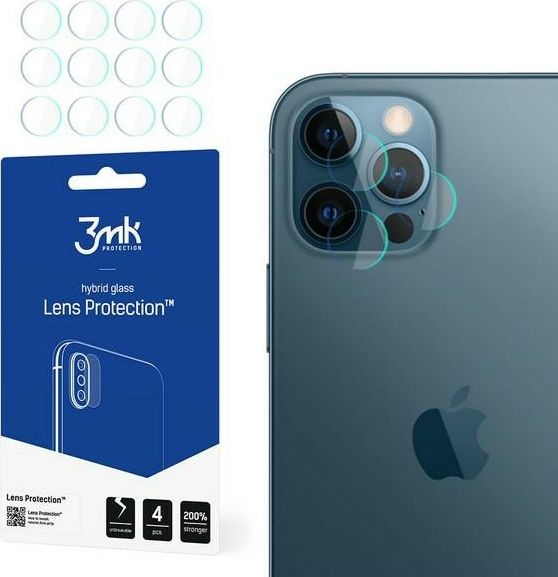 Mbrojtës xhami kamere 3MK Lens Protect, për iPhone 12 Pro, set 4 copë, transparent