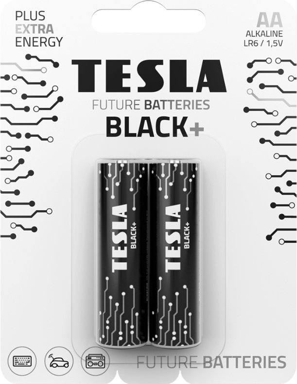 Bateri alkaline TESLA AA BLACK+, LR06, paketim 2 copë