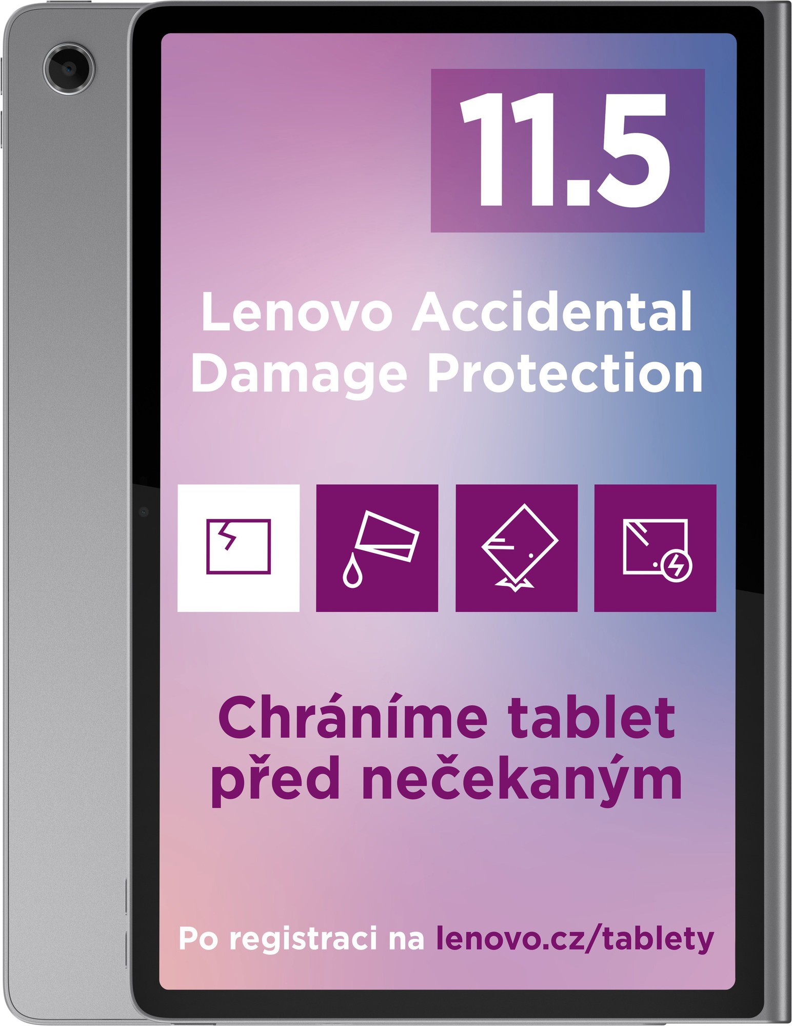 Таблет Lenovo Tab Plus 11.5", 8GB RAM, 256GB, Luna Gray со заштитна футрола
