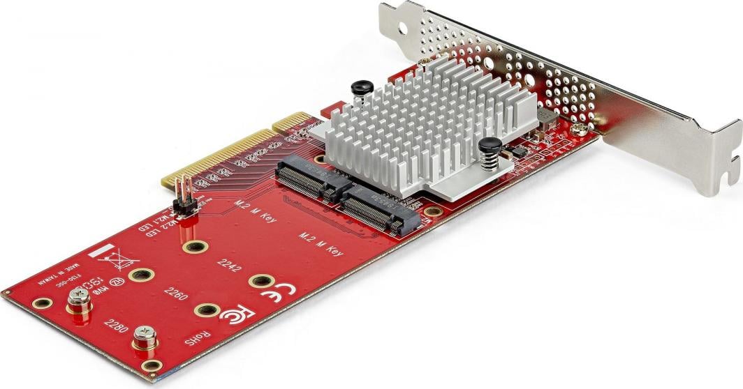 Kартичка адаптер за SSD StarTech Dual M.2 PCIe, PCIe 3.0 x8 x16, NVMe AHCI, црна
