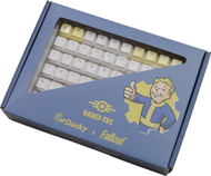 Set keycaps tastiere Ducky X Fallout, 132 taste PBT Cherry profile, UK ISO, e bardhë e verdhë