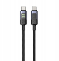 Kabllo karikimi UNITEK C14158ABK, USB C në USB C, 2m, 60W PD, me ekran LED, e zezë