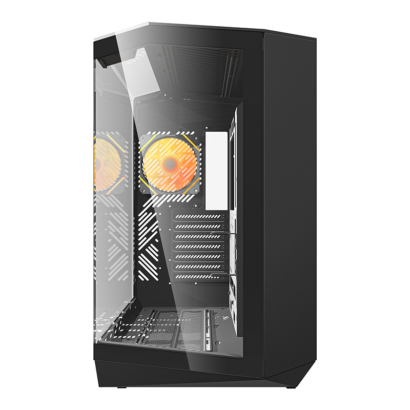 Kasa PC DarkFlash DY470 ATX, kub, 4 ventilatorë ARGB, e zezë