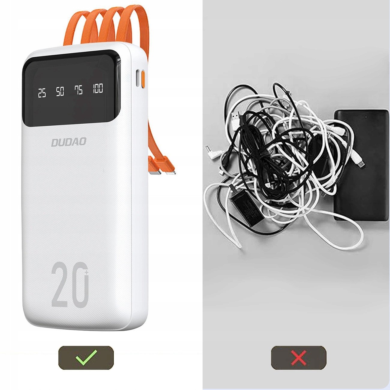 Powerbank Dudao K6Pro+, 20000mAh, 10W, i bardhë