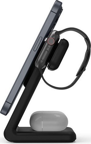 Karikues wireless Crong MagSpot 3in1 MagSafe, për iPhone Apple Watch AirPods, i zi