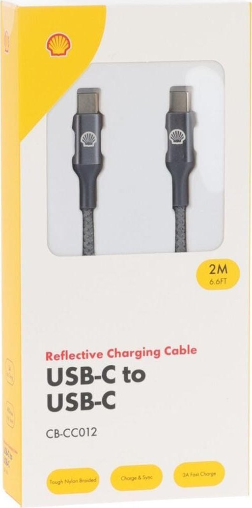 Kabllo karikimi Shell USB C në USB C, 2m, najlon, gri