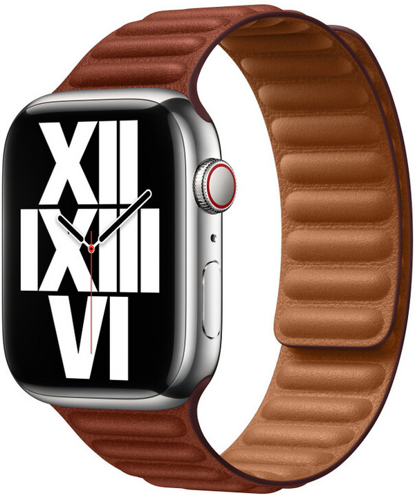 Apple Watch 45mm Band, Umber Leather Link - S/M