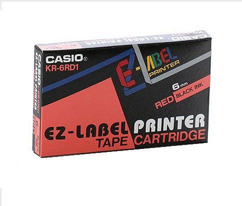 Shirit etiketues Casio XR-6RD, 6mm, tekst i zi në të kuqe