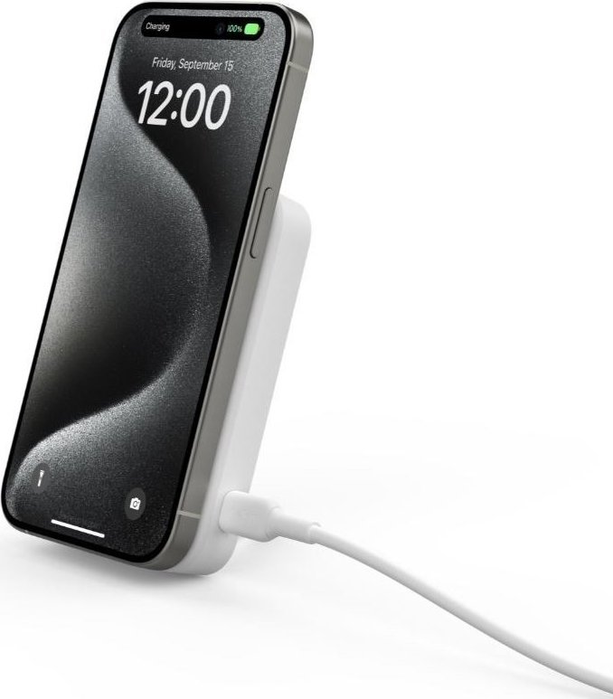 Powerbank magnetik Belkin BoostCharge Pro, 8000mAh, karikim wireless 15W MagSafe, i bardhë