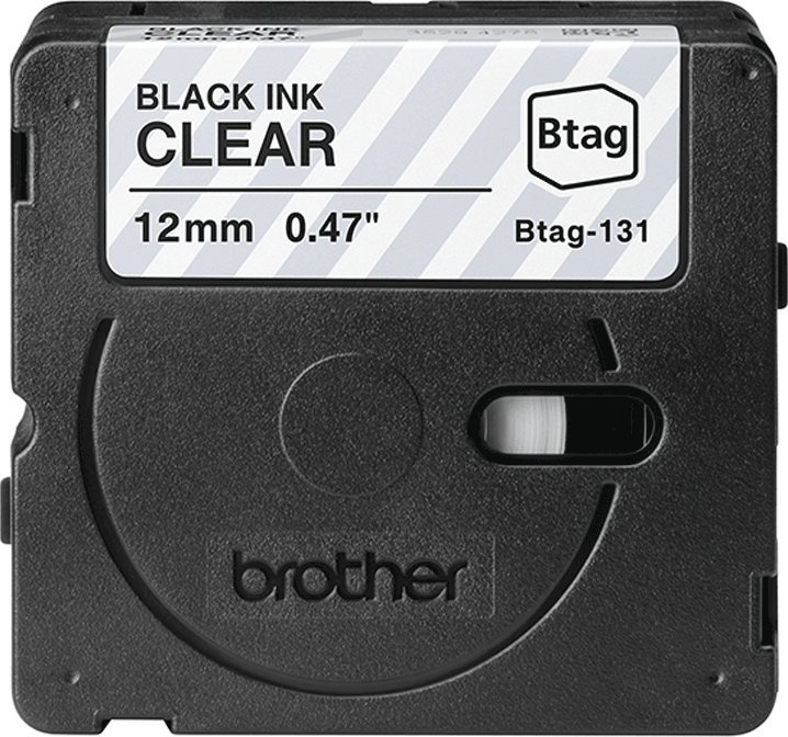Rrip etiketuese Brother BTAG-131, 12mm x 4m, tekst i zi në transparent