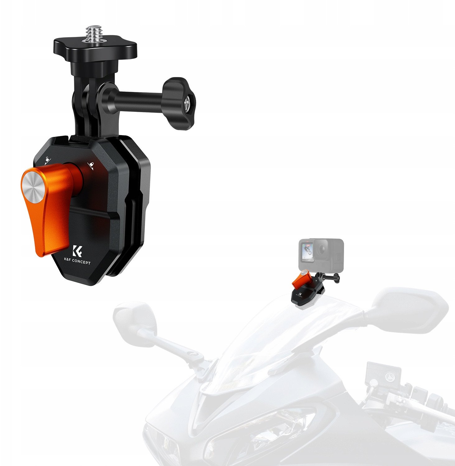 Mbajtëse kapëse për kamerë sportive K&amp;F Concept KF31.169, montim në xham dhe karroceri, kokë rrotulluese 180°, e zezë