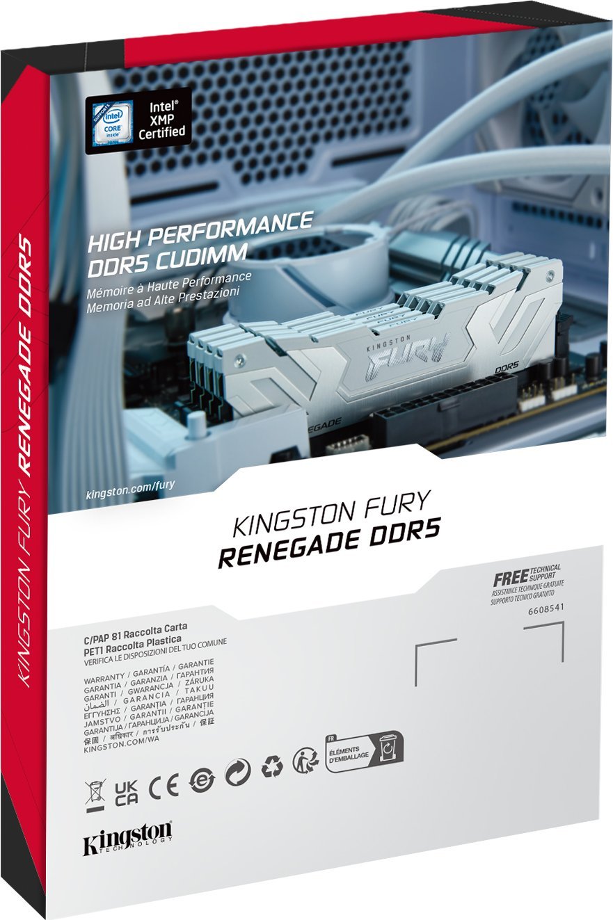 Memorie RAM Kingston FURY Renegade, 24GB DDR5, 8400MT/s, e bardhë