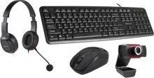 Set tastierë dhe maus Tracer 4in1 Multi Office, wireless, me kamerë HD dhe kufje, i zi