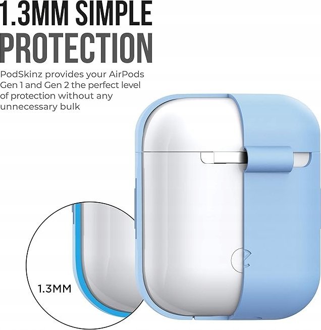 Mbështjellës silikoni për AirPods 1/2 Class and Culture KeyBudz Elevate, me varëse çelësash, baby blue