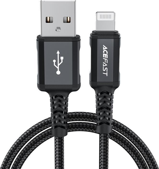 Kabllo USB Acefast USB A në Lightning, 1.8 m, 2.4A, e zezë