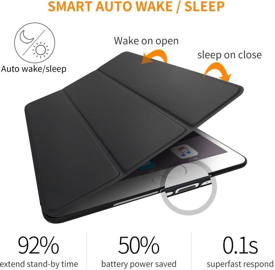 Mbrojtëse tableti Tech-Protect Smartcase, për iPad 9.7", smart wake up, gri