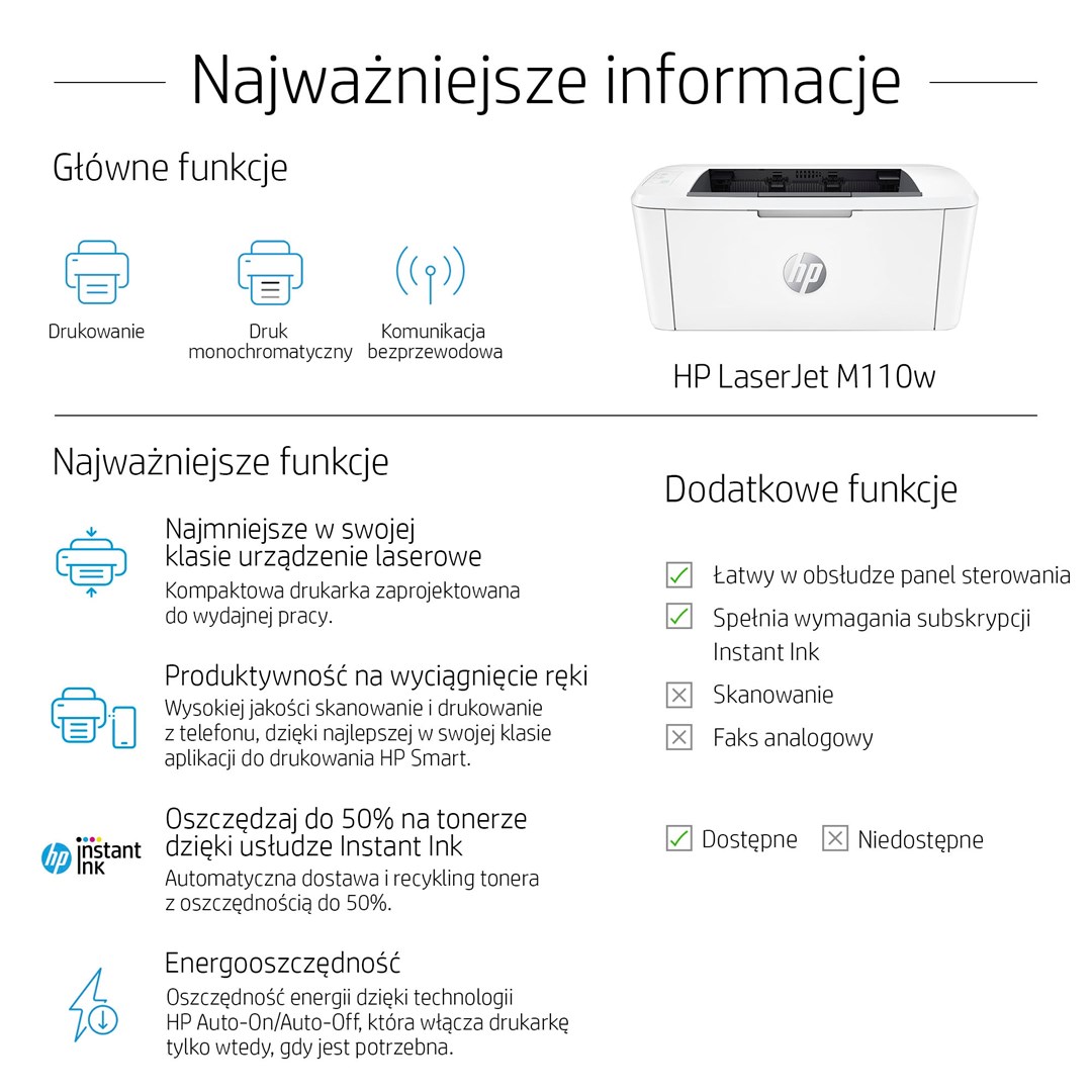 Printer HP LaserJet M110w, Laser, i bardhë
