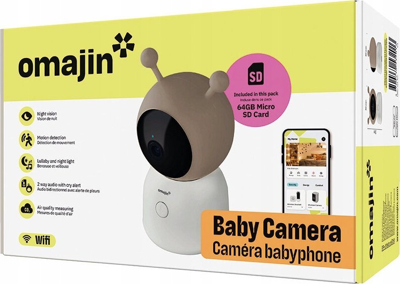 Kamerë bebesh OMAJIN by Netatmo Smart Baby Monitor, 2K HD, night vision, e bardhë