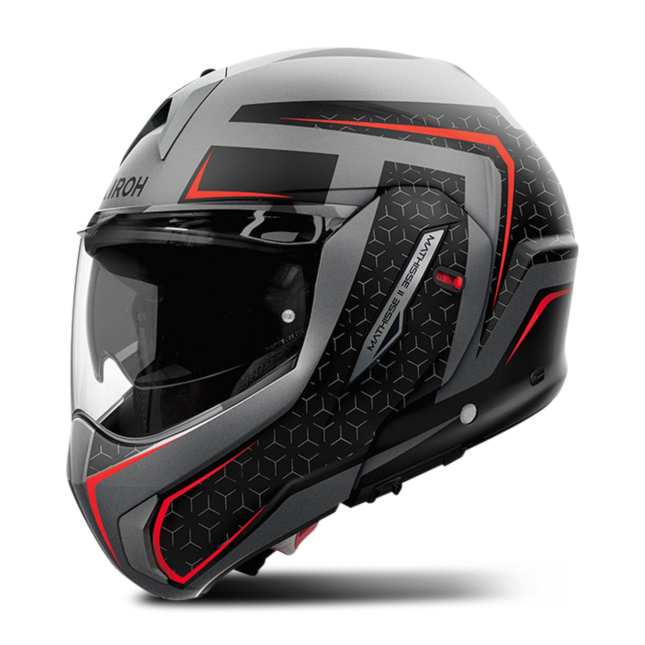 Helmetë moto Airoh Mathisse II Magnet, termoplastike HRT, ECE 22.06, e zezë gri e kuqe XS