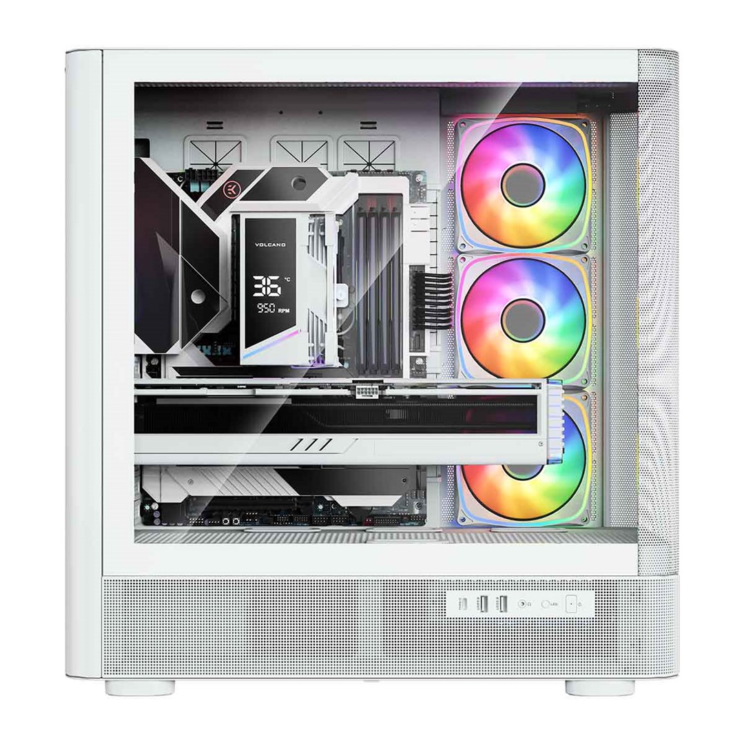 Kuti gaming MODECOM Volcano AQ500, MIDI Tower, ARGB, e bardhë