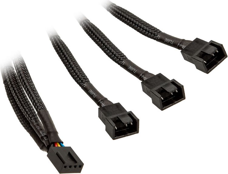 Kabllo ndarëse për ventilatorë EK Water Blocks EK-Cable Y-Splitter, 3x PWM, 10cm, e zezë