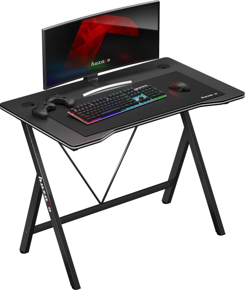 Tavolinë gaming Huzaro Hero 1.4, kompakte, me vrima për kabllo, e zezë