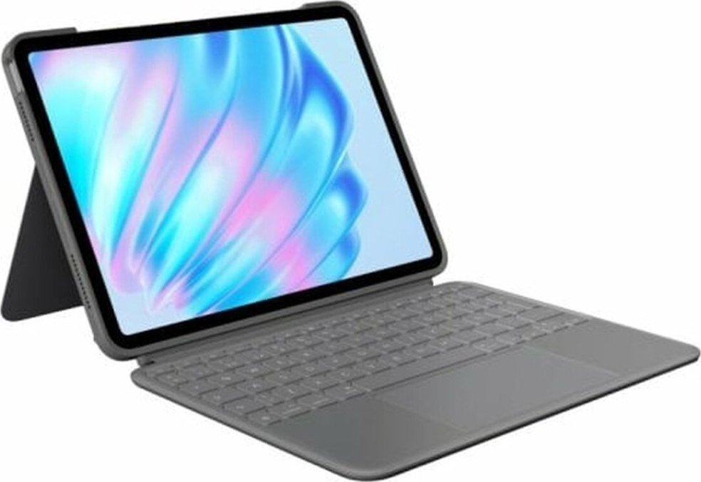 Kopertinë tastiere Logitech Combo Touch për iPad Air, me trackpad, me drita, gri Oxford