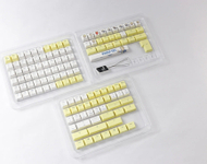 Set keycaps tastiere Ducky X Fallout, 132 taste PBT Cherry profile, UK ISO, e bardhë e verdhë