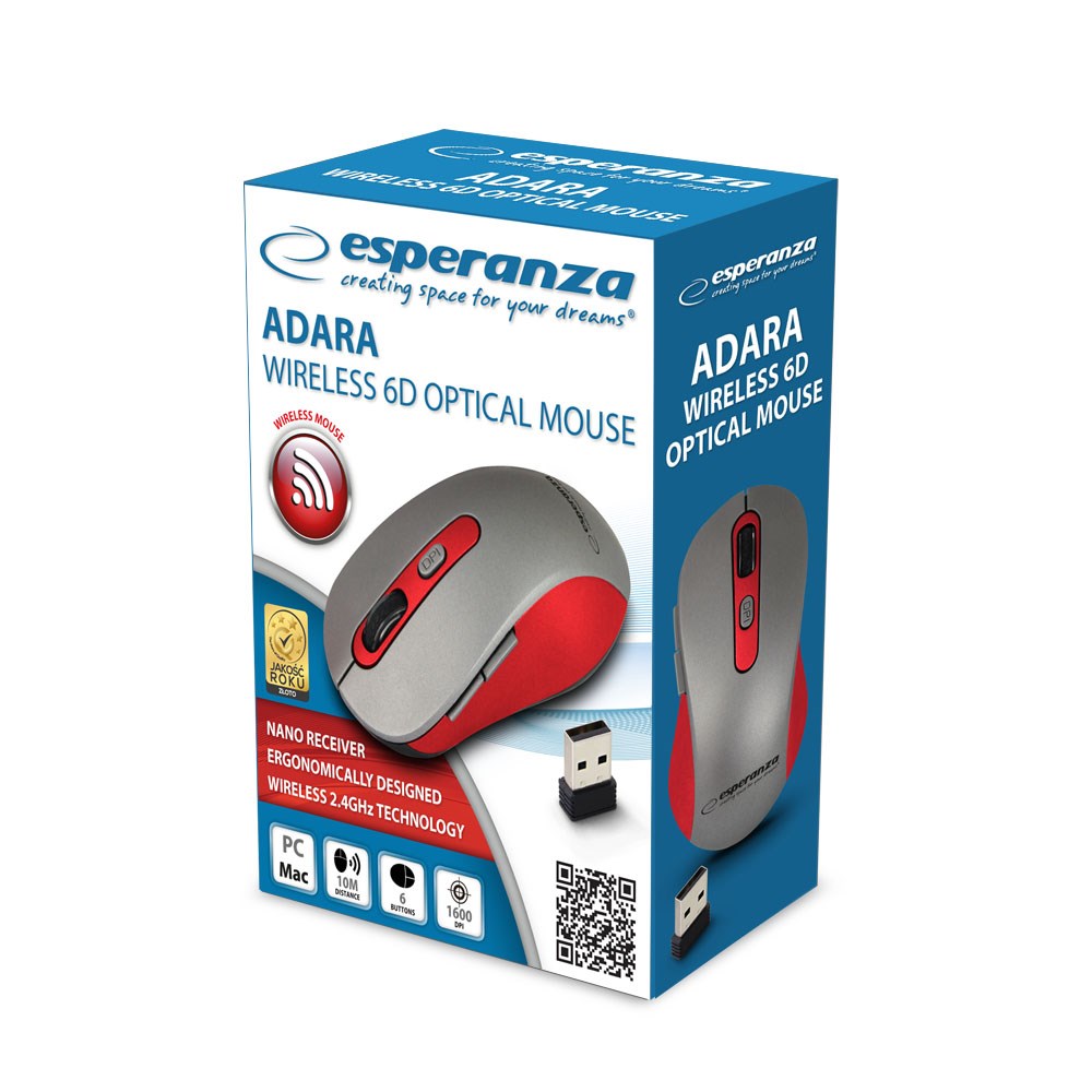 Maus Esperanza EM131R, RF Wireless, i hirtë 4