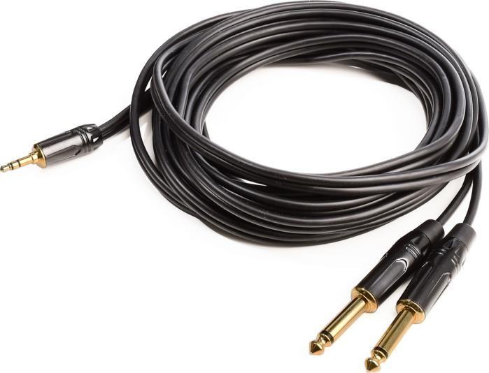 Kabllo Monkey Banana Jack 3.5mm, 2x Jack 6.3mm, 3m, të zeza