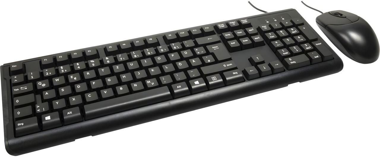 Set tastierë dhe mi Inter-Tech KB-102DE, me kabllo, 1000 dpi, i zi