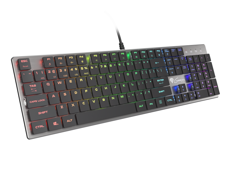 Tastierë mekanike Genesis Thor 420 RGB, ultra e sheshtë, RGB, layout US, e zezë