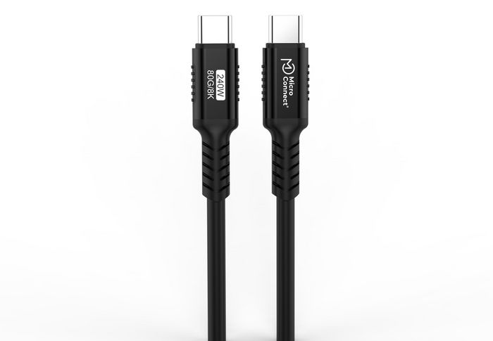 Kabllo USB C MicroConnect Premium Liquid Silicone, 240W, USB4 80Gbps, 0.25m, gri
