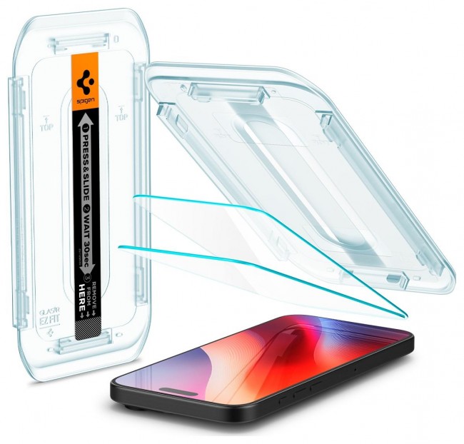 Xham mbrojtës Spigen GLAS.TR ”EZ FIT” për Apple iPhone 16 Pro Max, transparent, 2 copë
