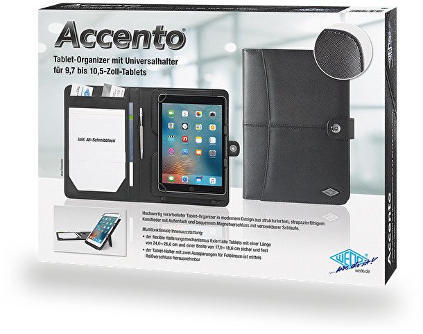 Mbajtëse tableti Accento Organizer, 9.7" deri 10.5", universale, e zezë