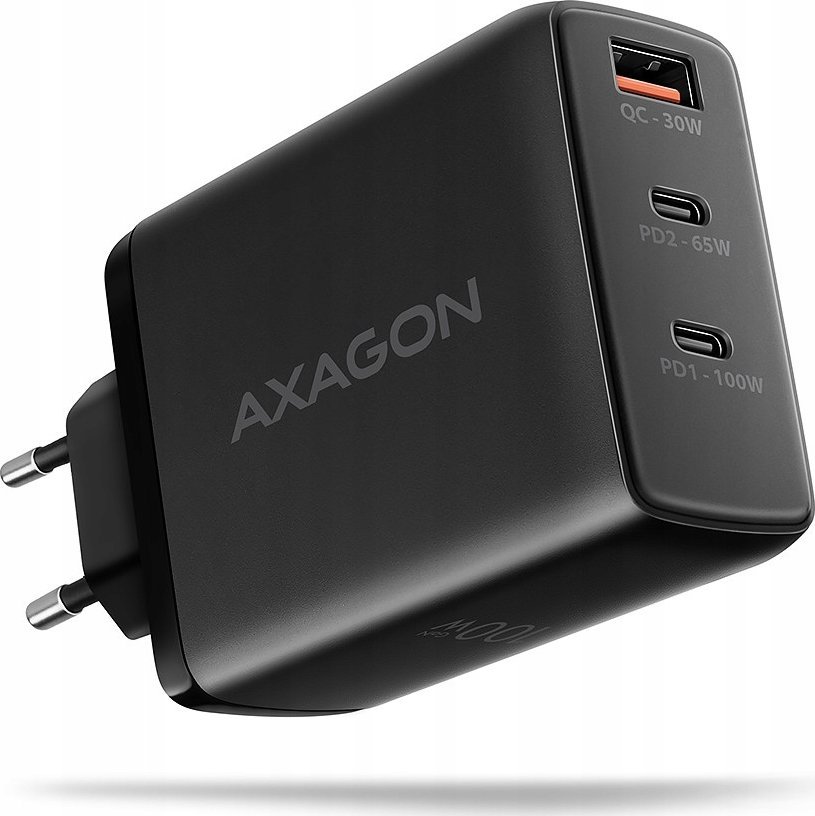 Karikues Axagon ACU-DPQ100, GaN 100W, 3 porta USB, i zi