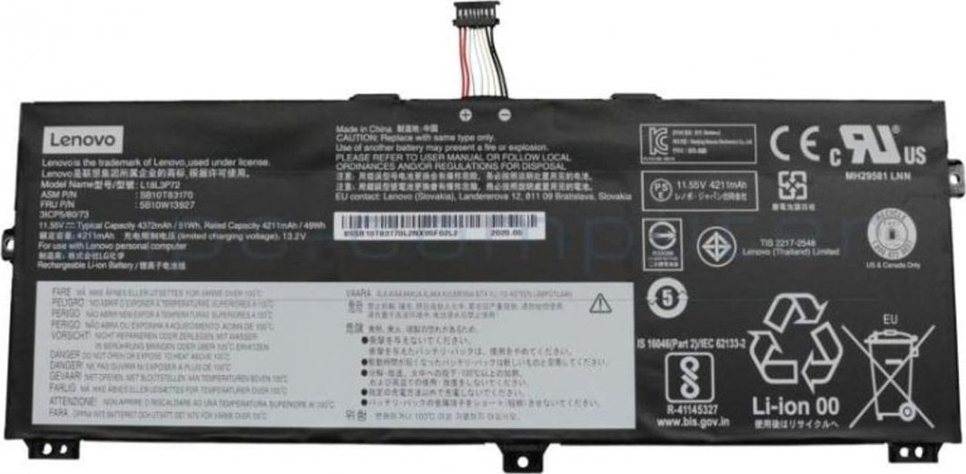Bateri laptopi Lenovo 50Wh, Li Ion, e zezë