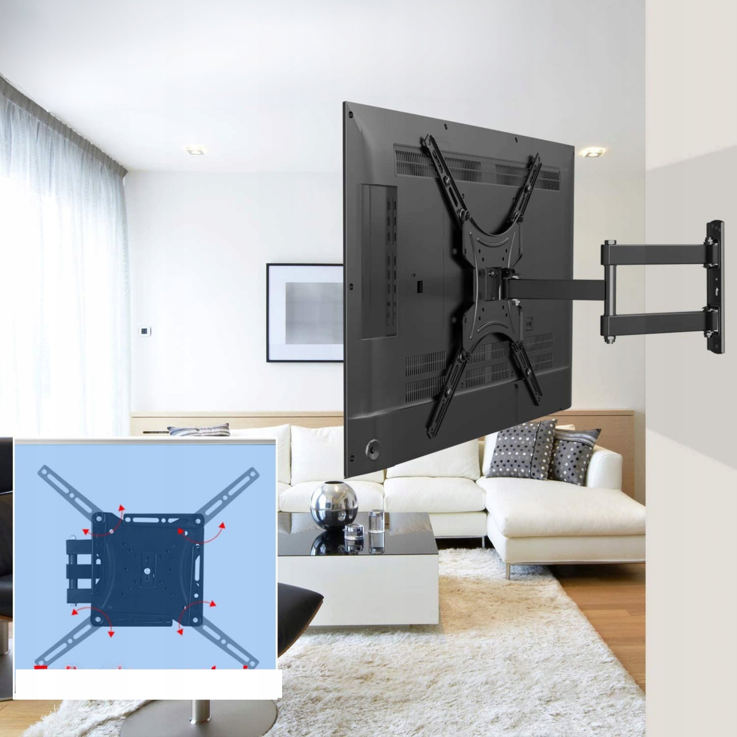 Mbajtës muri për TV Ergosolid North Bayou, 32-55", rregullueshëm, i zi