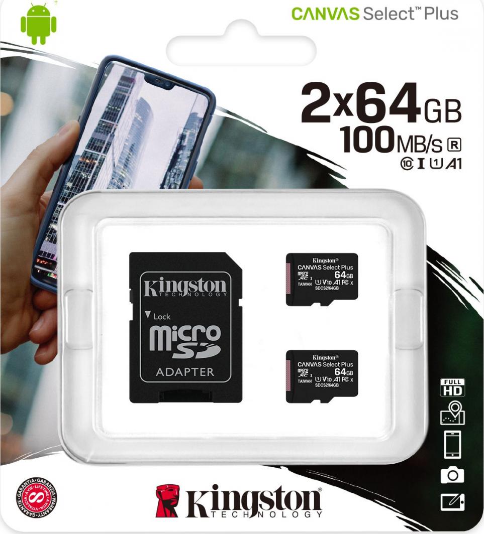 Kartë memorie Kingston Canvas Select Plus microSDXC, 64 GB