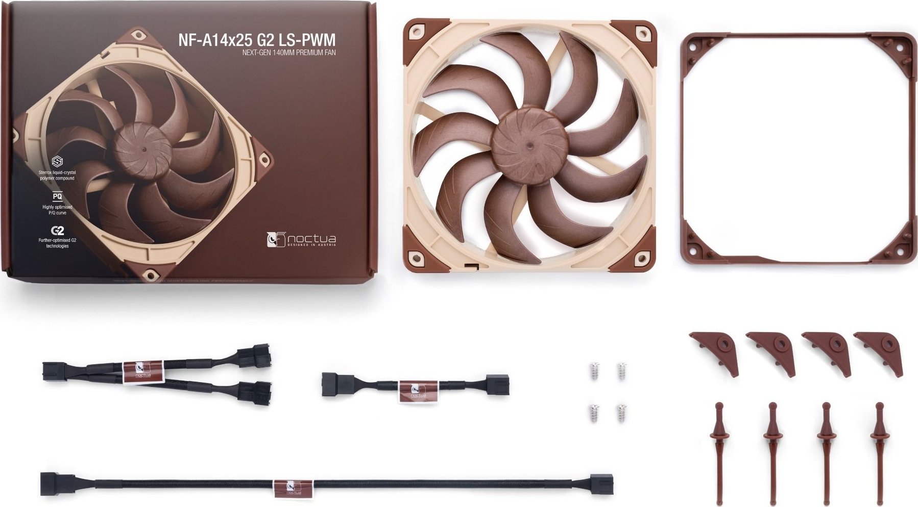 Ventilator PC Noctua NF-A14x25 G2 LS PWM, 140mm, i qetë, kafe