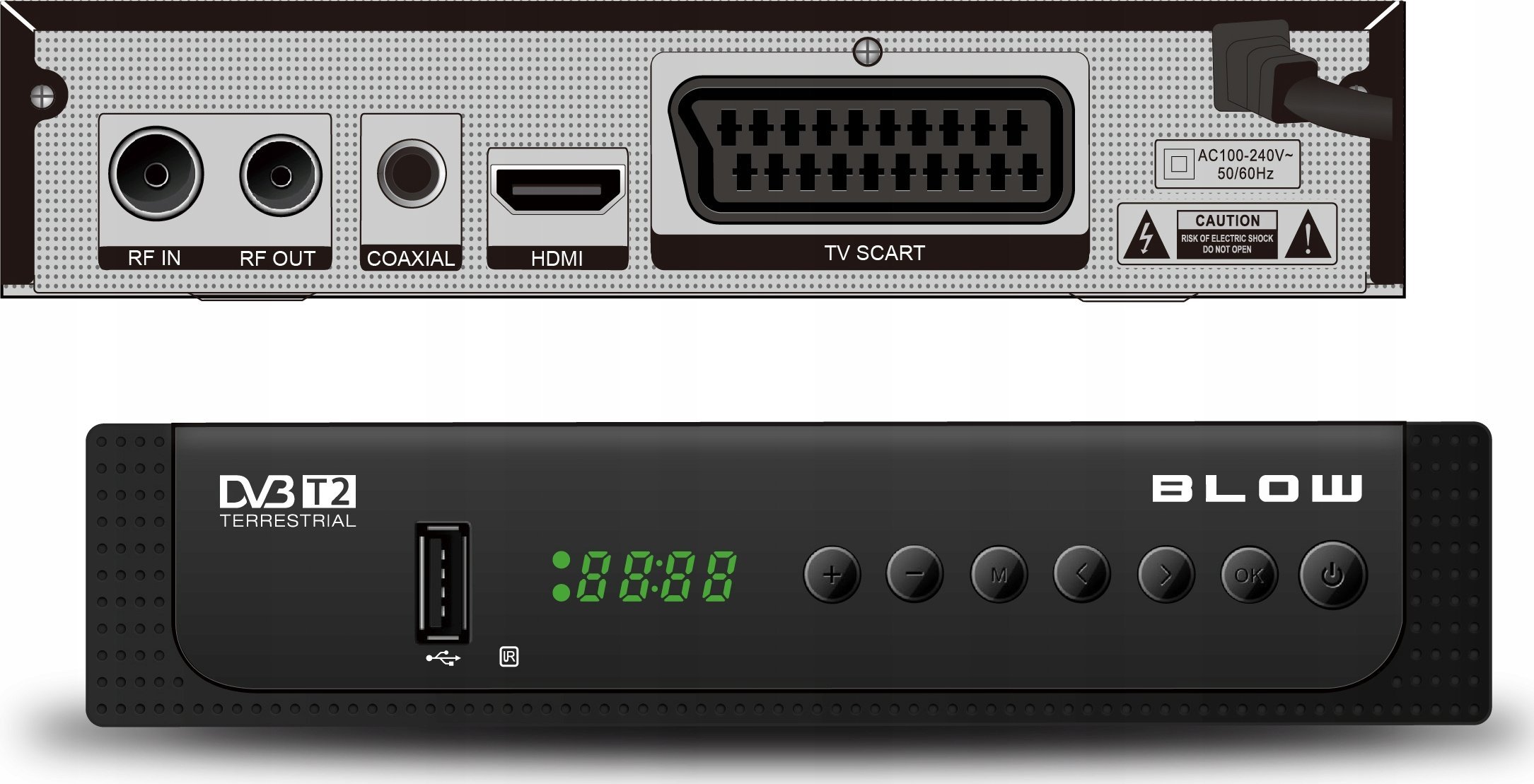 Decoder tokësor Blow 8000FHD Premium, DVB T2, Full HD 1080p, i zi