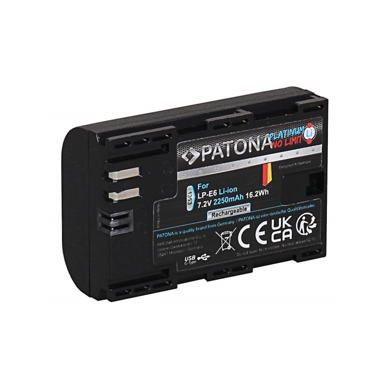 Bateri PATONA Platinum me hyrje USB-C për Canon LP-E6