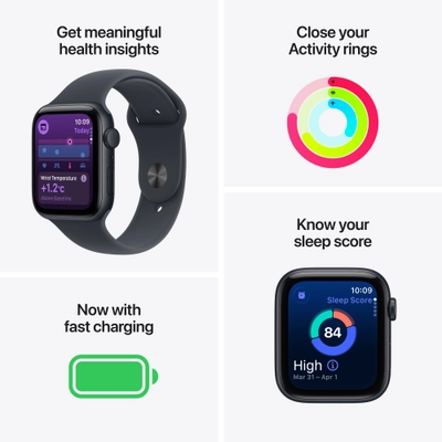 Apple Watch SE 3 GPS 40mm Midnight Aluminium Case with Midnight Sport Band, S/M
